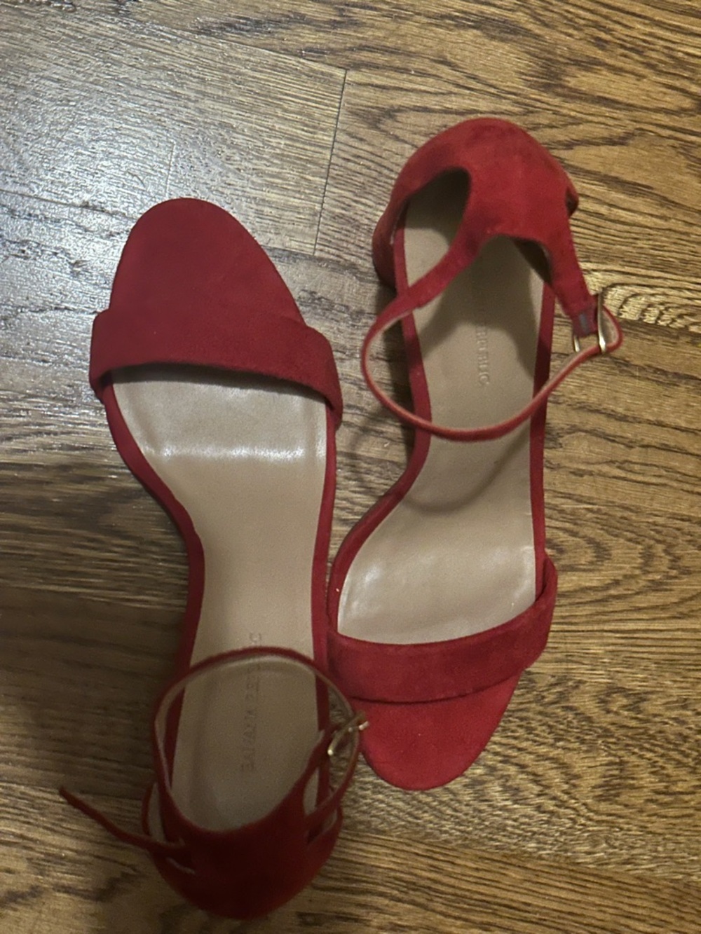 Banana Republic red, strappy, block heels.
Size 10